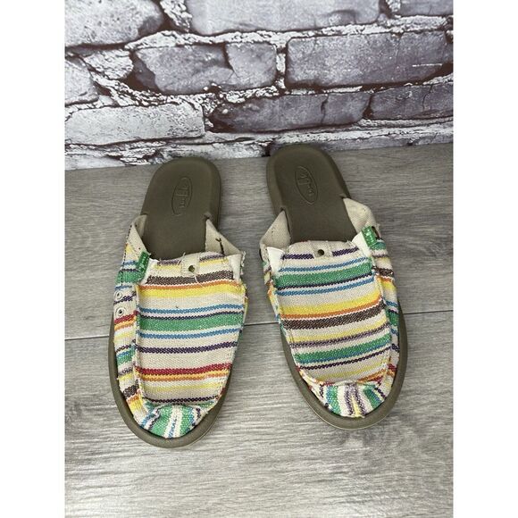 Sanuk You Got My Back Canvas Slip On Multicolor Mules Womens sz 10M US/41EU - Picture 11 of 16